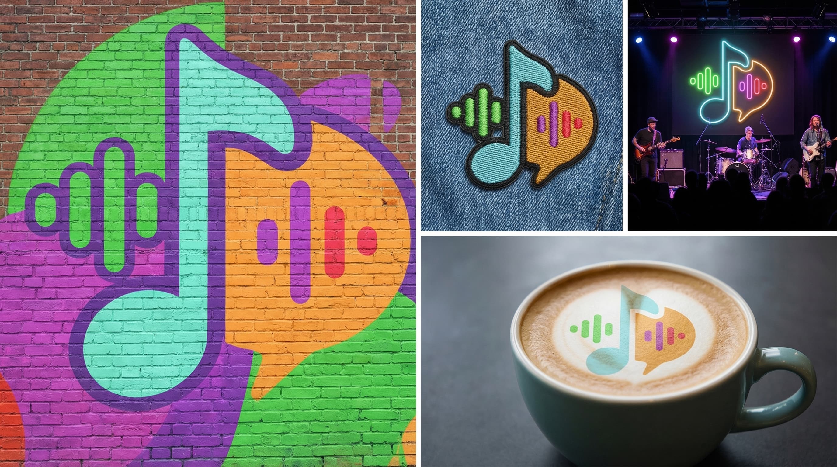 Identidade Learn Music em mural urbano